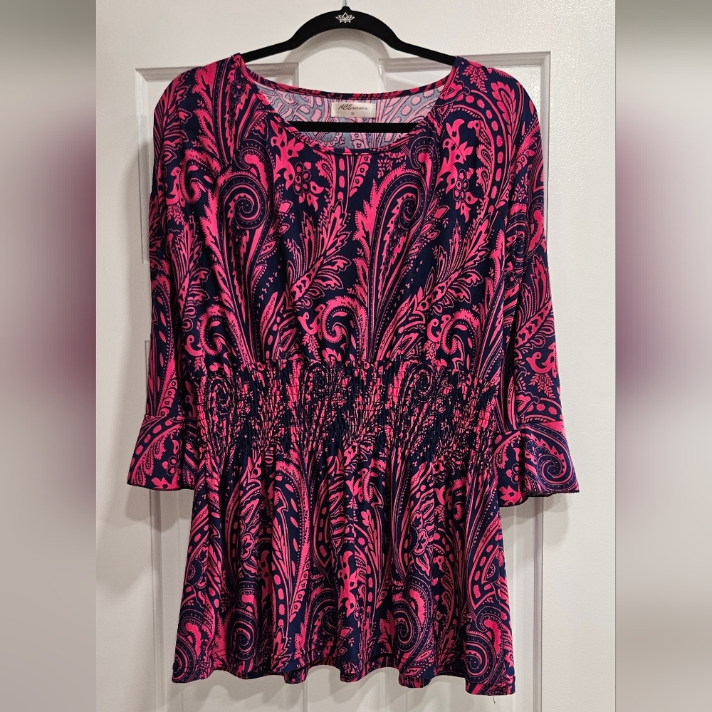 Flaired Half Sleeve Paisley Blouse